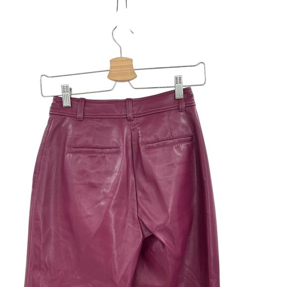 Aritzia Babaton Command Cropped Pants Trouser Vegan Faux Leather Purple Size 0 - Picture 7 of 11